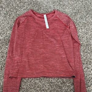 lululemon athletica Red Striped Long Sleeve Crew